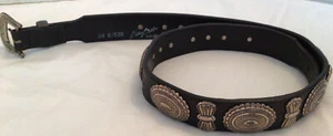 "Cinture Billy vintage uomo 43"" marrone pelle califfo con decorazione argento metallo pz 1,5" - Foto 1 di 13