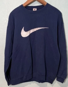 Sudadera Nike Center Swoosh vintage de los años 90 azul blanco peso pesado para hombre 2XL - Imagen 1 de 5