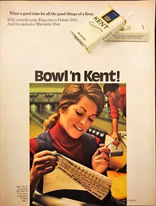 1972 Kent Cigarettes Vintage Print Ad Woman Looking at Bowling Score Sheet - Picture 1 of 1