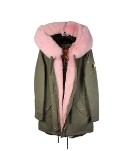 BNWT MOOSE KNUCKLES Women’s Steller Canvas Parka Rabbit Fur Authentic! Sz Small - Picture 1 of 6