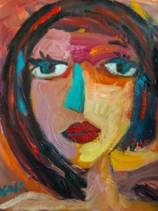 Original Art Portrait Oil Painting on Primed Canvas 12" x 9" - Picture 1 of 10