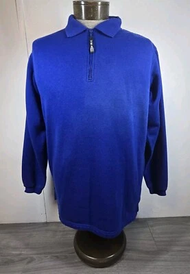 Vintage 90s JC Penney USA Olympic Fleece Pullover Mens L Blue Long Sleeve Flaws - Image 1 of 4