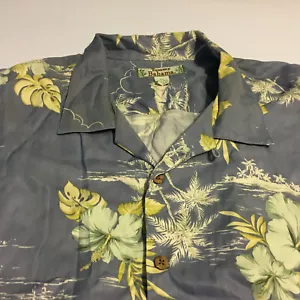 Camisa de seda hawaiana Tommy Bahama para hombre SS grande floral XL botones de madera azul - Imagen 1 de 5