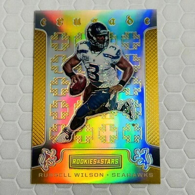 Russell Wilson #/25 SP 2016 Rookies & Stars Gold Crusade Seahawks NY Giants - Image 1 of 4