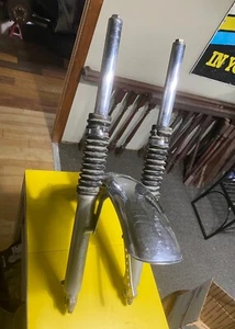 OEM NICE  1974 Honda CL450 Scrambler CHROME ORIGINAL Front FENDER and FORKS SET - Picture 1 of 5