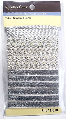 RECOLLECTIONS Embellishments Designer Trim Assortment - SILVER - 6 ft - Image 1 of 2
