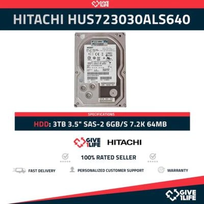 HITACHI HUS723030ALS640 3TB HDD 3,5" SAS-2 6GB/S 7,2K 64MB - HP DELL SERVER - Bild 1 von 4