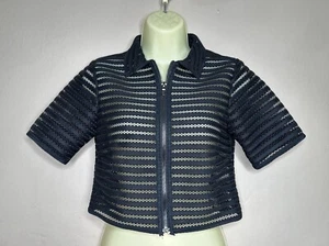 Nanette Lepore Y2K See Through Black Top Light Jacket Size XS - MADE IN USA - Picture 1 of 9