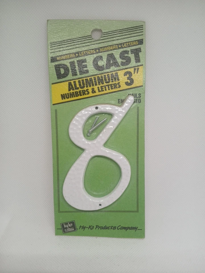 Hy-Ko Products DCW-3-8 3.50 in. Aluminum Die Cast Number 8 White