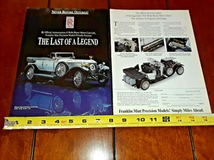 1925 ROLLS ROYCE SILVER GHOST FRANKLIN MINT ORIGINAL 2 PAGE 1992 AD - Picture 1 of 12