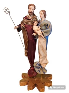Holy Family Mary Joseph and Baby Jesus Christian Resin Statue w Fabric  19" Tall - Picture 1 of 8