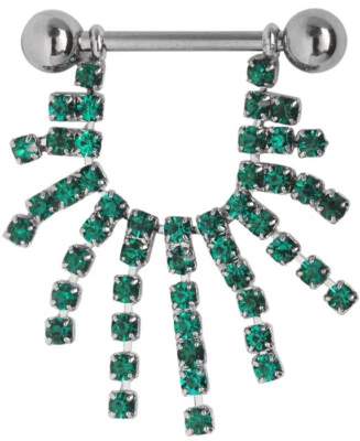 Capezzoli Piercing Barra Con Sfere + Catena Con 49 Cristalli Zirconi Pietre - Immagine 1 di 2