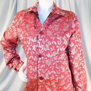 COLDWATER CREEK Reversible Red Black Floral Silver White Women Jacket Size M - Bild 1 von 12