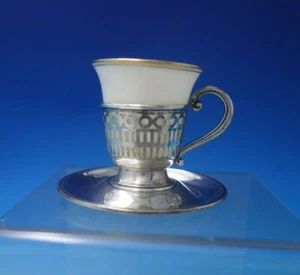 SSMC-Saart Plata Esterlina Demitasse Taza Pcd Círculos Líneas con Platillo Delineador #6312 - Imagen 1 de 9