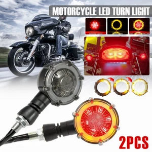 Amber + Red Motorcycle LED Turn Signal Lights Indicator DRL For Harley Davidson - Picture 1 of 10