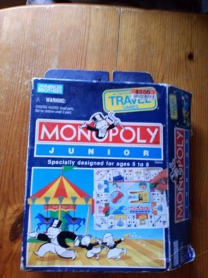 Parker Brothers Monopoly Junior Travel Game - Vintage 1991 - Missing 1 Piece - Image 1 of 4