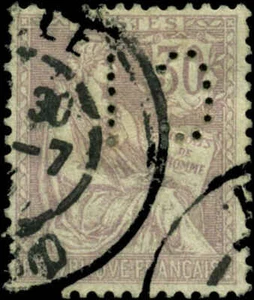 France Scott #137 Used  Perfin "CI" - Picture 1 of 2