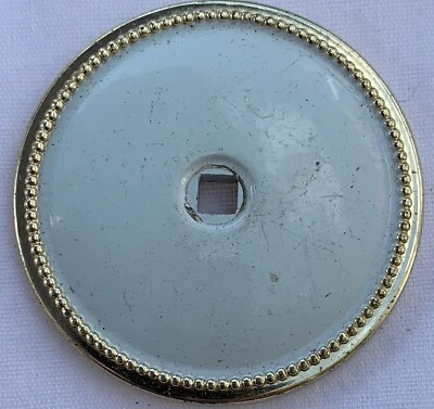 True Vintage Back Plate for Drawer Pull gold brass MCM shabby white enamel JB    - Image 1 of 4