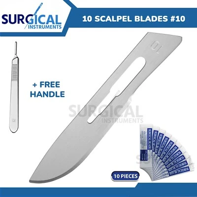 ZULCO (Lot of 10) Scalpel Blades #10 with #3 Metal BP Handle Suitable for Dermaplaning
