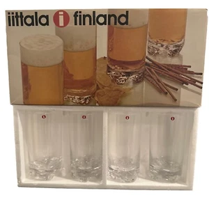 Iittala GAISSA Super CRYSTAL HIGHBALL GLASS TUMBLER Tapio Wirkkala 4 Piece *NEW - Picture 1 of 9