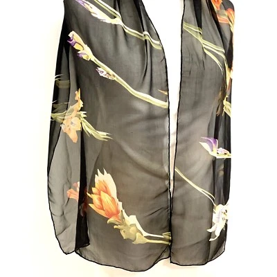 CODELLO FLORAL NEGRO RECTÁNGULO bufanda de seda 62/17 en #A82 Foto 1 de 4