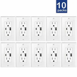 Caricatore Rapido Tipo C Doppia Presa USB 4.2A Presa Duplex Resistente alle Manomissioni NUOVO - Foto 1 di 12