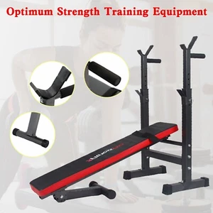 Adjustable Weight Bench Folding Bench Press w/Barbell Rack Pec workout US - Picture 1 of 12