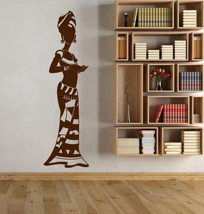 Vinyl Wall Decal African Woman Native Africa Turban Black Lady Stickers (1320ig) - Picture 1 of 3