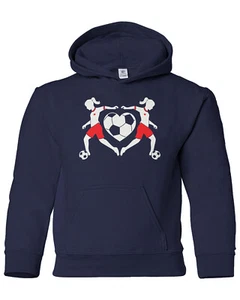 Soccer Player Heart Love Youth Hoodie Sweatshirt Cute Valentine's Day Gift - Picture 1 of 7