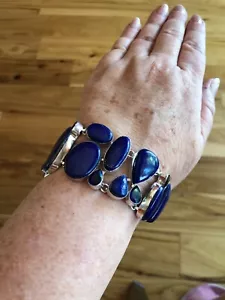 Lapis Artisan Midnight Indigo Blue Lapis Many Stone Bracelet fits wrist 7” - Picture 1 of 4