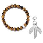 Faceted Tiger's Eye Gemstone Stretch Bracelet With Charm Created With Zircondia®