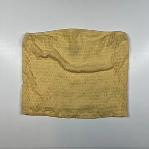 American Eagle Yellow Strapless Smocked Cropped Tube Top  Size Small - Picture 1 of 6