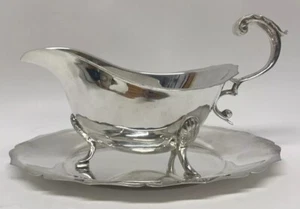 VTG WILLIAM ADAMS INC. EPNS Birmingham England Gravy Boat Set Plated Silver - Picture 1 of 15