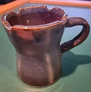 Unique Art Pottery Ceramic Coffee Mug Cup Earthy Colors Cigarette Rest Ashtray - Picture 1 of 6