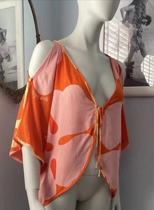 Mico Tahiti Cold Shoulder Top Kimono Orange Rosa Gr. XL L Tie Des Ailes - Bild 1 von 13