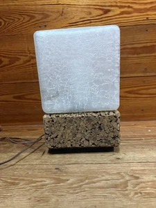 MCM Vetro Crackle Ice Cubetto Lampada Sughero Space Age Luce Quadrata Vintage - Foto 1 di 11