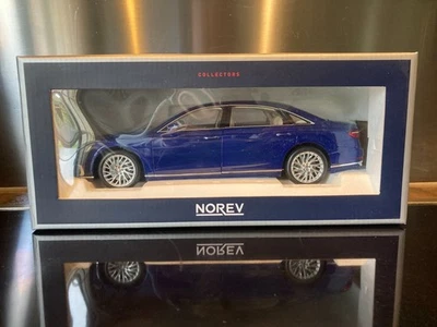 RARE AUDI A8 L 2017 BLUE METALLIC 1/18 NOREV - Photo 1/4