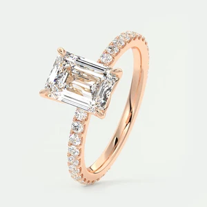 Wedding Diamond Setting Ring Semi Mount 18k Rose Gold Emerald 0.50 Carat Solid - Picture 1 of 10