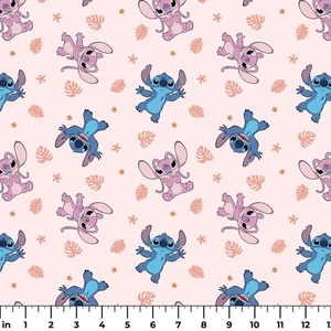 Disney Stitch & Angel Soft Tropics Cotton Fabric - Picture 1 of 2