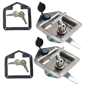 4PCS Trailer Door Latch T-Handle Locking w/Key Fit For Camper RV Truck Tool - Picture 1 of 8