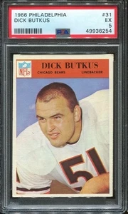 Philadelphia #31 1966 Dick Butkus RC PSA 5 Chicago Bears Salón de la fama EE. UU. de Illinois - Imagen 1 de 1