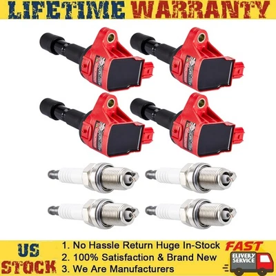 Paquete de 4 bobinas de encendido y bujías para Honda Fit 2009-2014 1,5 L L4 UF626 Foto 1 de 4