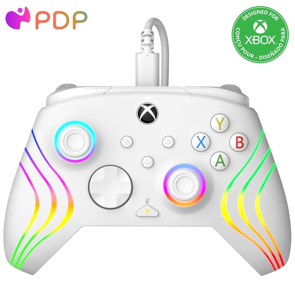 PDP AFTERGLOW XBX WAVE WIRED Controller WHITE for Xbox Series X S, Xbox One, Off - Image 1 of 4