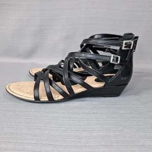 BOC Women's 10M Black Strappy Gladiator Open Toe Sandals Back Zip Shoes - Picture 1 of 14