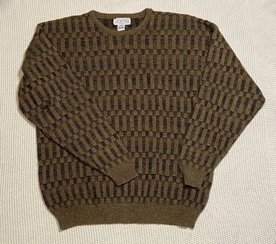 Suéter de cuello redondo tejido geométrico vintage años 90 abuelo hecho en Italia - grande Foto 1 de 3