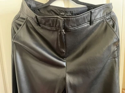 next petite black faux leather trousers size 14 - Image 1 of 4