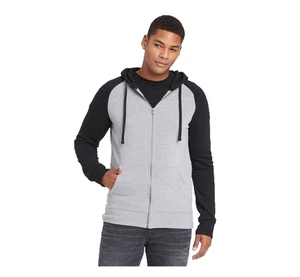 Goodfellow & Co Jacke Herren Medium Full Zip Fleece Hoodie Grau Schwarz - Bild 1 von 1