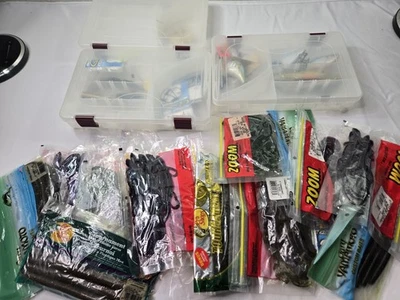 Assorted Soft Plastic Worms And Bait Fishing Lures Lot of 15 Zoom Yamamoto Bass - Image 1 of 4