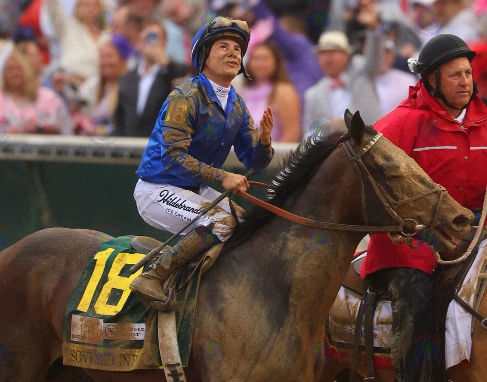 8x10 Photo SOVEREIGNTY 2025 Kentucky Derby Champion Junior Alvarado Run Roses - Image 1 of 1