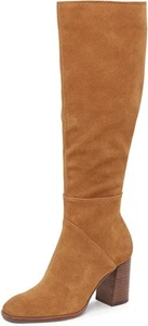 Coutgo Womens Knee High Boots Square Toe Chunky Block Heel Side Zipper Faux... - Picture 1 of 25